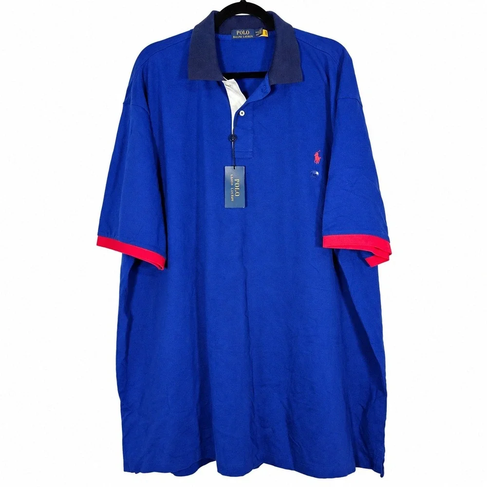 NWT Polo Ralph Lauren Polo Shirt Mens 4XLT Blue Short Sleeve Pony Classic Preppy